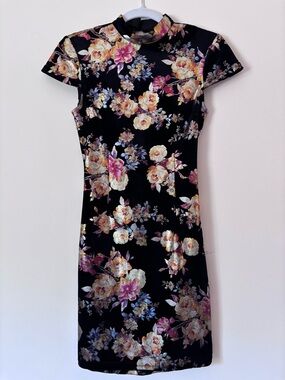 I.AM.GIA Black Floral Ana Velvet Mini Dress